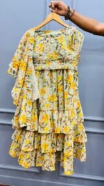 Ready to wear designer saree lehenga perfect for haldi & mehendi for girls & women - Image 2