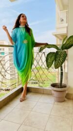 Designer Indowestern Cowl Kaftan in ombre shade Perfect mehendi/cocktail/Party/poolparty dress for wedding