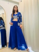 Georgeous 3pc Palazzo dress with jacket in royal blue perfect for all occasions - Image 7