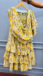 Ready to wear designer saree lehenga perfect for haldi & mehendi for girls & women - Image 7