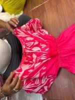 Designer Hot Pink Printed Jumpsuit in Muslin - Image 5