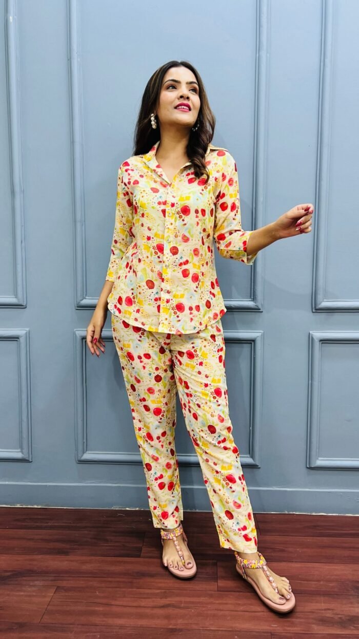 Designer Muslin Printed Co-ord Set - Image 1