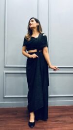 Pre-draped designer & stylish  partwear ready to wear black sarong saree