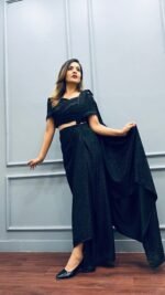 Pre-draped designer & stylish  partwear ready to wear black sarong saree - Image 4