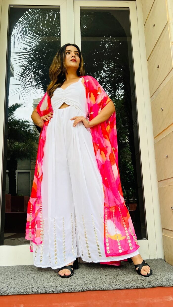 Designer Jumpsuit with Multicolour Jacket Perfect for Cocktail - Image 1
