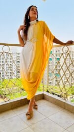 Designer Indowestern Cowl Kaftan in ombre shade Perfect mehendi/cocktail/Party/poolparty dress for wedding - Image 11