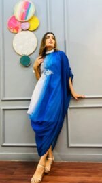 Designer Cowl Kaftan Dress in ombre as Haldi dress/outfit - Image 6