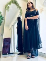Designer Drape Dress Teamed up with lungi , Crop -top & jacket for Diwali - Image 6