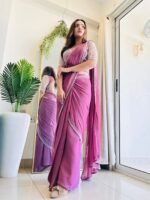 Designer Indowestern pre-draped saree with full handwork perfect for Karwachauth & Diwali - Image 2