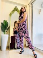 Designer printed co-ord set with pant & belt - Image 3