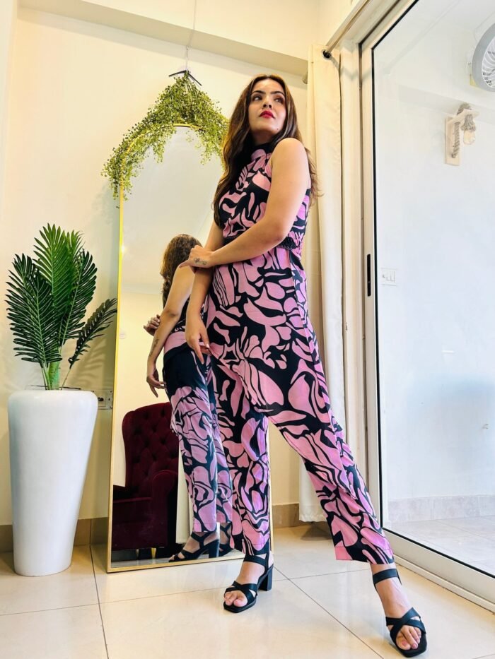 Designer printed co-ord set with pant & belt - Image 3