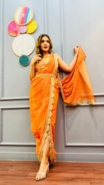Indowestern Designer Dhoti saree Dress perfect for Haldi Dress/outfit