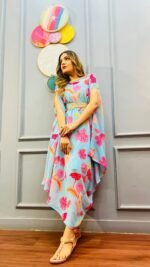 Stylish Designer Printed cowl kaftan for party & birthday ,sangeet , indowestern - Image 3