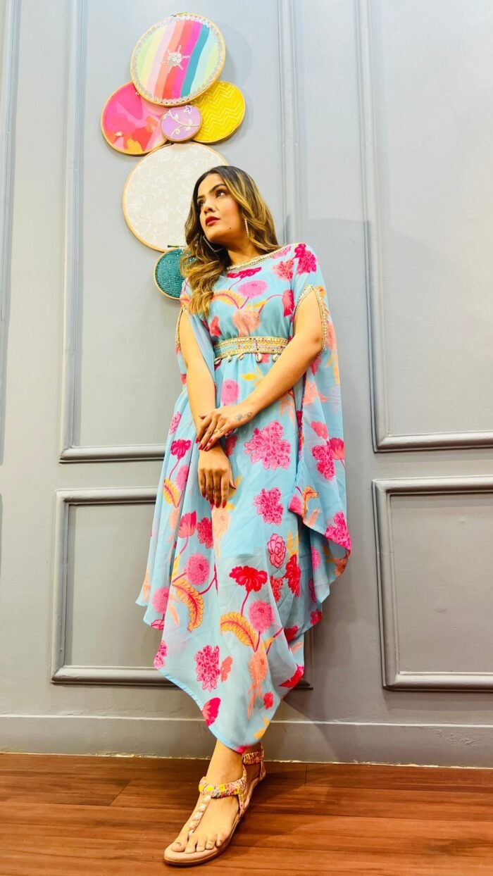 Stylish Designer Printed cowl kaftan for party & birthday ,sangeet , indowestern - Image 3