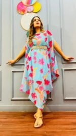 Stylish Designer Printed cowl kaftan for party & birthday ,sangeet , indowestern - Image 2