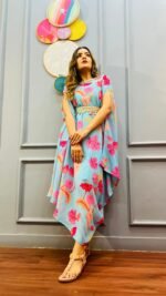 Stylish Designer Printed cowl kaftan for party & birthday ,sangeet , indowestern