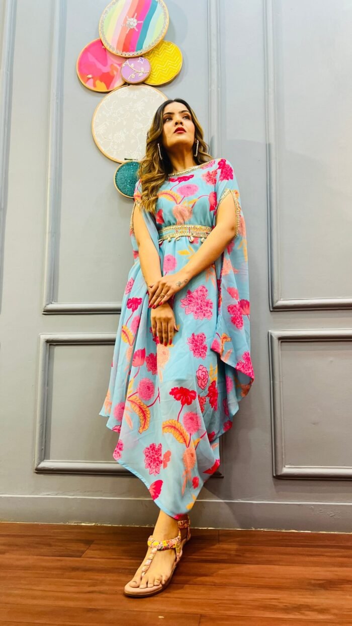 Stylish Designer Printed cowl kaftan for party & birthday ,sangeet , indowestern - Image 1