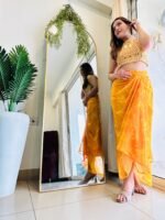 Ready to Wear floral Designer Yellow Saree for women perfect haldi dress for haldi function , wear as haldi outfit - Image 3