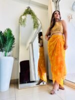 Ready to Wear floral Designer Yellow Saree for women perfect haldi dress for haldi function , wear as haldi outfit - Image 6