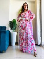 Designer Ready to wear pre-draped printed ruffle saree - Image 4