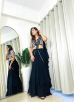 Designer mermaid drape lehenga saree for wedding - Image 4