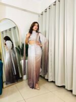 Designer and Indowestern dual shade ombre sequence Lehenga saree for Shadi and wedding function - Image 3