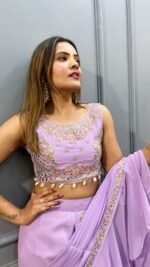 Perfect Purple Designer Garara Saree for wedding /Wedding dress - Image 4