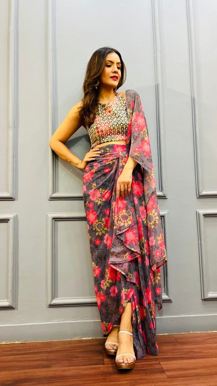 Ready to Wear Pre-draped Designer Sarong Saree - Image 8