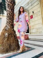 Floral trendy & classy women’s co-ord set with Pakistani style sleeves for office wear
