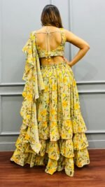 Ready to wear designer saree lehenga perfect for haldi & mehendi for girls & women - Image 4