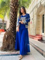 Georgeous 3pc Palazzo dress with jacket in royal blue perfect for all occasions - Image 5