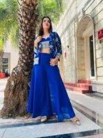 Georgeous 3pc Palazzo dress with jacket in royal blue perfect for all occasions - Image 4