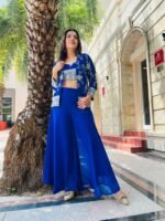 Georgeous 3pc Palazzo dress with jacket in royal blue perfect for all occasions - Image 3