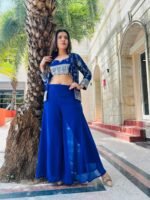 Georgeous 3pc Palazzo dress with jacket in royal blue perfect for all occasions - Image 6