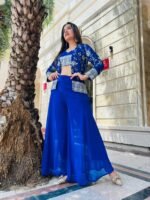 Georgeous 3pc Palazzo dress with jacket in royal blue perfect for all occasions