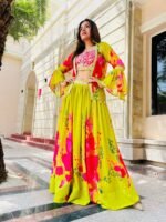 Ready to wear 3pc Designer Lehenga with jacket  for womens Haldi & mehendi - Image 5
