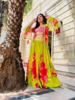 Ready to wear 3pc Designer Lehenga with jacket  for womens Haldi & mehendi - Image 2