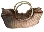 Bamboo and Handle with 2 Zip - Trendy Bamboo Handcrafted Women's Handbag
