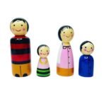 CHANNAPATNA TOYS Peg Dolls Family Wooden (3 Years+) - Pack of 4 | Pretend Play, Open Ended Toys, Waldorf Inspired, Improves Childs Imagination and Creativity