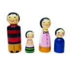CHANNAPATNA TOYS Peg Dolls Family Wooden (3 Years+) - Pack of 4 | Pretend Play, Open Ended Toys, Waldorf Inspired, Improves Childs Imagination and Creativity