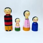 CHANNAPATNA TOYS Peg Dolls Family Wooden (3 Years+) - Pack of 4 | Pretend Play, Open Ended Toys, Waldorf Inspired, Improves Childs Imagination and Creativity