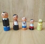 CHANNAPATNA TOYS Peg Dolls Wooden Painted Family Pretend Play Figurines - Colorful Dolls | Organic Handmade Play Kit for Kids & Toddlers (2 Years+) - Pack of 5 pcs