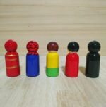CHANNAPATNA TOYS Peg Dolls Wooden Painted Superheroes Set Pretend Play Figurines - Organic Handmade Play Kit for Kids & Toddlers (2 Years+) - Pack of 5 pcs - Open Ended Toys