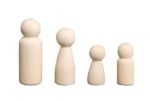 CHANNAPATNA TOYS Unfinished Wood Peg Doll Family Set - 4 Natural Wooden Dolls for DIY Crafts and Pretend Play - Figurines for Kids 2+ - Perfect for Creative Play and Learning