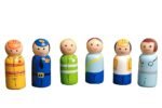 CHANNAPATNA TOYS Wood Peg Dolls Essential Workers Pretend Play Figurines - Colorful Diverse Wooden Toys for Kids & Toddlers (2 Years+) - Pack of 6 pcs - Open Ended Toys