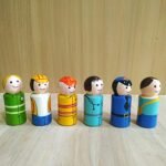 CHANNAPATNA TOYS Wood Peg Dolls Essential Workers Pretend Play Figurines - Colorful Diverse Wooden Toys for Kids & Toddlers (2 Years+) - Pack of 6 pcs - Open Ended Toys