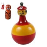 CHANNAPATNA TOYS Wooden Colourful Roly Poly Toy for Baby, Toddlers, Kids(1 Year+) Wobbling Tumbler Toy- Develops Curiosity & Motor Skills, Free Tiger peg Doll