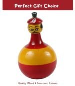 CHANNAPATNA TOYS Wooden Colourful Roly Poly Toy for Baby, Toddlers, Kids(1 Year+) Wobbling Tumbler Toy- Develops Curiosity & Motor Skills, Free Tiger peg Doll