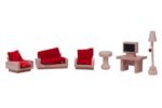 CHANNAPATNA TOYS Wooden Living Room Dollhouse Furniture Set for Kids (2 Years+)- Natural Wood Color -Pack of 1 - Pretend Play, Open Ended Toys