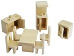 CHANNAPATNA TOYS Wooden Living Room Dollhouse Furniture Set for Kids (2 Years+)- Natural Wood Color -Pack of 1 - Pretend Play, Open Ended Toys